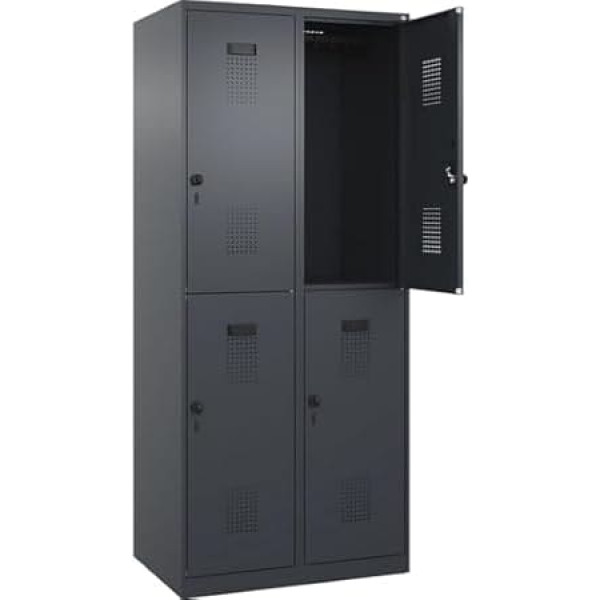 C+P | Doppelstock-Spind Evolo Plus | 2 Abteile | grau | B 800 mm | mit Bodengleitern | Drehriegel