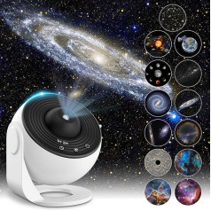 Mexllex Starry Sky Projector, Projector Lamp, Starry Sky for Bedroom, 12 Planet Discs, LED Starry Sky Projector for Children, Adults, Bedroom, Party, Ceiling