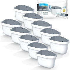 Wessper Water Filter for Hard Water Pack of 10 | Replacement for Dafi Unimax Aquaphor A5 Brita Maxtra+ Philips AWP212/10 Water Filter Jug | Water Filter Cartridges Reduces Chlorine Limescale | Purer