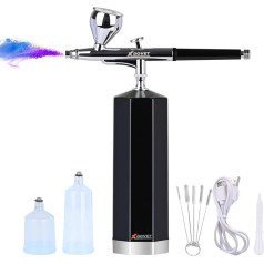 XDOVET 30PSI Airbrush Kit, Rechargeable Airbrush Dual Action Airbrush, Car Handheld Airbrush Set for Makeup, Nail Art, Cake Decoration, Tattoo, Model Colouring