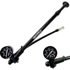 High Pressure Bicycle Damper Pump (Max 300 PSI) 3-in-1 Bicycle Fork Pump, Rear Suspension Pump and Bicycle Tyre Pump, Bicycle Pump with Pressure Gauge, Portable Mini Pump with Vent Button