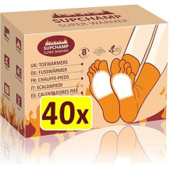 Supchamp Foot Warmers, 10 or 40 Pairs of Disposable Toe Warmers, Self-Adhesive, Air-Activated Heat Pads for Outdoor Winter Activities, Safe Heat for 8 Hours