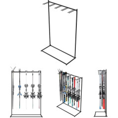 QLS Ski Stand Freestanding for 10 Pairs of Ski Organiser for Garage Basement Ski Rental