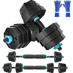 AJUMKER Dumbbells Set 20 kg, 3-in-1 Weights Adjustable Dumbbells Set, Dumbbells Women Men Set, Durable Strength Training Set for Home, Robust and Flexible, Suitable for Boys and Girls