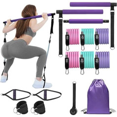 HNCTINNO Pilates Bar Kit with Resistance Bands, Multifunctional Stretched Fusion Pilates Bar Kit for Women Men Pilates Sculpt Bar with Adjustable Buckle for Full Body Workout