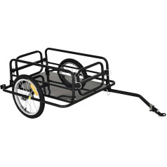 HOMCOM Bicycle Trailer Load Trailer for Bicycle 40 kg Load Capacity Transport Trailer Hand Trolley Clutch Steel Black 139 x 71.5 x 49 cm
