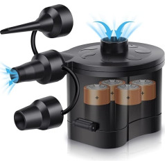 Electric Air Pump Battery Portable: Electric Battery Pump Automatic 2 in 1 Quick Fill Deflate Power Pump with 3 Nozzles for Air Mattress Swimming Ring Inflatable Toy