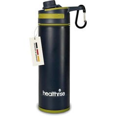 Health Rise 0.7L Outdoor Water Filter Bottle - 99.99% Pollutant Removal - Hollow Fibre Filter with 1,500L Filter Capacity - Ideal for Camping, Hiking, Survival & Crisis Prevention