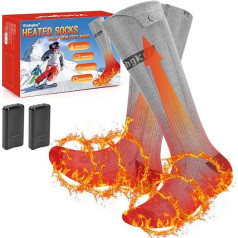 Beheizbare Socken Damen Herren mit Akku, Beheizte Socken 4000mAh, Outdoor, Skifahren & Jagd, 3 Temperaturstufen, Waschbar