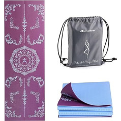 Avoalre Yogamatte 183X61CM, Faltbare Gymnastikmatte mit Tasche, 5MM Trainingsmatte 2KG Tragbare Yoga Matte Doppelfarbig Farbe, Pilates & Workout Yogamatte