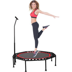 Elastic trampoline. Fitness trampoline for jumping with diameter 90 cm, foldable and silent. Octagonal for adults, children. Indoor and outdoor use with adjustable foam armrests.