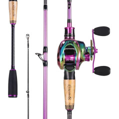 Sougayilang Baitcaster Combo, Fishing Rod and Reel Combo, 2 Pieces Fishing Rod with Baitcasting Reel Combo Fishing Gear