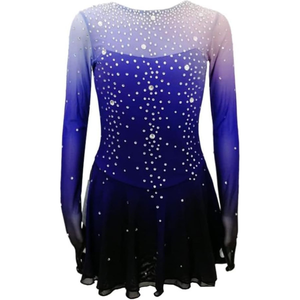 Hynyjxjy Eislaufröcke Mit Farbverlauf Eiskunstlauf Kleid Mit Volldiamant Für Mädchen Rhythmische Gymnastik Trikots Für Wettkämpfe Rückenfreie Rollschuh Kleidung