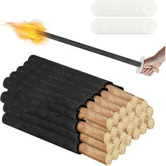 Tubiaz Wax torches, burning time 100 minutes, pack of 50 torches with hand protection, garden torches for night hiking, campfire, fireworks, outdoor