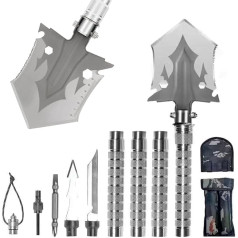 Folding Shovel Outdoor Multifunctional Shovel 4 Length Combinations Shovel Made of Stainless Steel Stainless Steel Garden Shovel for Hiking Camping Survival