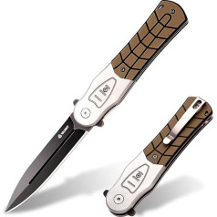 VALKNUT Folding Knife Pocket Knife, Large Outdoor Knife Made of D2 Steel Blade 10 cm, Sharp EDC One-Handed Knife with Clip for Men Camping, Survival Hunting Knife, Desert