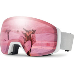 CARFIA Mirrored Ski Goggles Women's Pink Ski Goggles for Girls / Small Faces 100% UV Protection Pink Snowboard Ski Goggles