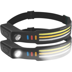 KryoLights Red Light Headlamp: Set of 2 Rechargeable Headlamps & Floodlight, 3 SMD COB LED Bands, 3000 lm (LED Headlamp Rechargeable, Headlamp LED Rechargeable)