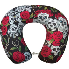 Zhuanyun Reisekissen mit Totenkopf-Motiv, klassisch, bequem, Memory-Schaum, Reisekissen, Kopfstütze, weiches Kissen
