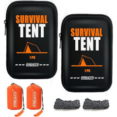 Frelaxy Extra dickes Notfallzelt, kompaktes Überlebenszelt mit Pfeife, verbessertem Paracord, Aufbewahrungstasche und EVA-Etui, 2 Personen Notfallunterkunft für Rucksackreisen, Wandern, Outdoor