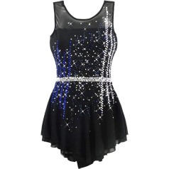 Black Spandex Sleeveless Skating Dress Girls Ballroom Competition Dance Leotard