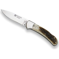 Joker Cocker NC47 Folding Knife, Deer Antler Handle, 9 cm Blade, Stainless Steel Ferrule, Fishing, Camping and Hiking Tool