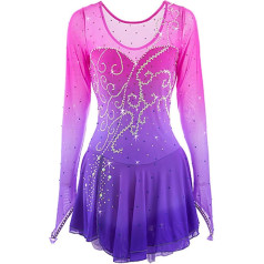 Kmarouse Eiskunstlaufkleid for Mädchen, Langärmelig, Hohe Elastizität, Handgefertigt, Wettbewerb, Eislaufen, Kleid for Damen