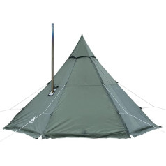 Warm Camping Tent with Stove Tent POMOLY Hex Plus Green Teepee with Stove Plug 2 to 6 People for Hiking Hunting