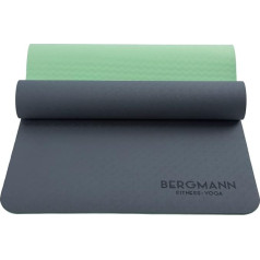 BERGMANN Yoga Mat with Carry Strap, TPE Fitness Mat, Non-Slip Gymnastics Mat, Environmentally Friendly Exercise Mat, Sports Mat for Yoga, Pilates, Home Training, 183 x 61 x 0.6 cm