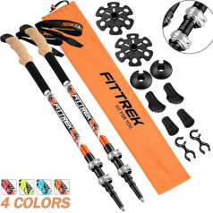 FitTrek Hiking Poles, Hiking Poles for Hiking, Hiking Poles, Trekking Poles, Telescopic Poles, Lightweight Nordic Walking Stick for Women, Men and Children