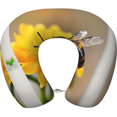 SDEGTHO Bee and Flower Plane Travel Pillow Travel Pillow Pure Memory Foam Neck Pillow Comfortable Breathable Cover