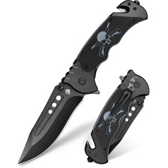 NedFoss GRIZZLY 3-in-1 Pocket Knife, Rescue Knife with Belt Cutter and Glass Breaker, Folding Knife Outdoor with Belt Clip, One-Handed Knife for Car, Survival Knife for Accident Situations, Rescue