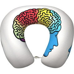 SDEGTHO Reisekissen für linke und rechte Gehirnhälfte, Reisekissen, reiner Memory-Schaum, Nackenkissen, bequemer, atmungsaktiver Bezug