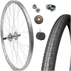 Complete Rear Rim + Tyre + Chamber 28 x 1.75 Inch Bicycle Aluminium/Steel 28 x 1.75 Inch City Bike Trekking - Mounting Nuts and Flap Included + Freewheel 6 Gears