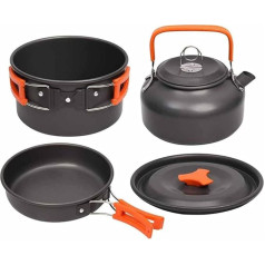 Camping Cookware Set Outdoor Aluminum Kettle Pan Pot Travel Hiking Picnic BBQ Equipment (Color : B) (B)