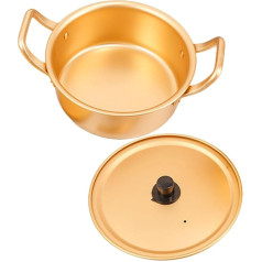 POPETPOP Camping Cooking Pot Pasta Cooker Electric Hotpot Microwave Ramen Cooker Pot with Lid Outdoor Cooking Pot Pressure Cooker Stock Pot Aluminium Korean Ramen Pot Golden