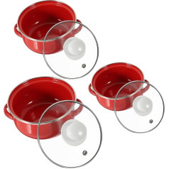 NAMOARLY Set of 3 Pasta Pot Metal Camping Pot Cereal Bowls Cereal Bowl Sauce Pot with Non-Stick Coating Small Soup Pot Ramen Bowl Steel Pot Cooking Pot Made of Enamel Mini