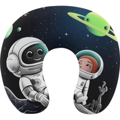 Reisekissen Nackenstütze, Memory-Schaum, U-förmiges Kissen, weich, bequem, Reise-Nackenkissen, Astronaut und Alien, Schlafkissen, Reisezubehör für Flugzeug, Auto, Büro