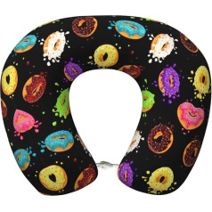 OKFSTY Donut Travel Neck Pillow for Airplane Adult Memory Foam Travel Neck Pillow for Airplane Train Home