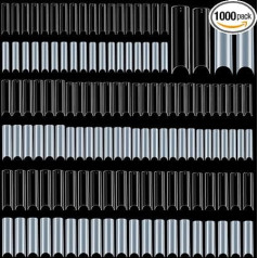 1000 Pieces Extra Long C Curve Half Cover Clear Acrylic Nail Tips, Deep C or U Curved Long, Straight, Square Shape French Nail Tips, False Nails, DIY Salon Nails