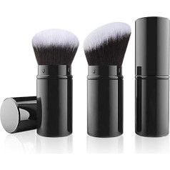 Falliny Retractable Makeup Brushes, 2-Pack Travel Kabuki Face Blush Brush, Portable Powder Foundation Sun Protection Brush with Cover for Blush, Bronzer, Polishing, Flawless Powder Cosmetics