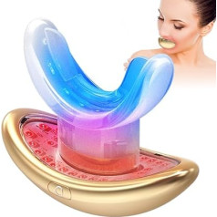 2-in-1 Lip and Teeth Care Device, LED Orange/Red/Dark Red/Near Infrared Light for Lip Care & Blue Light for Dental Care for Lips, Plump, Firm, Shine Enhancer and Teeth Whitening (Gold)