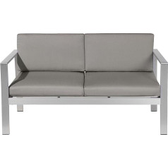 Beliani 2 Seater Garden Sofa Aluminium Dark Grey SALERNO