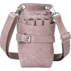 NanXi Barber Tool Bag Great PU Leather Hairdresser Scissors Bag with Adjustable Belt Hairdressing Salon Cutting Bag Travel Family Organiser Mini Tool Bag, Pink