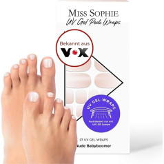Original Miss Sophie UV Gel Pedi Wraps Nude Baby Boomer I Nail Foils for UV Pedicure I Pack of 27 UV Gel Pedicure Wraps Plain I Nail Stickers for Toenails I Pedicure Nail Foils