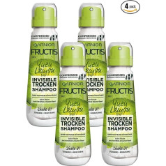 Garnier Invisible Dry Shampoo for Flat Oily Hair with Volume Boost, Fresh Citrus Scent, Yuzu Lemon, Fructis, 100 ml (Pack of 4)