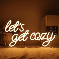 Horseneon Let's Get Cozy Neon Sign, Warm White Letter Neon Lights, Neon Sign for Wall Decoration, USB Dimmable Neon Lights for Bedroom, Bar, Cafe, Club, Salon, Business
