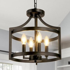 KMaiPem Modern Black Chandelier Convertible Ceiling Light Living Room 4 Lights Rustic Vintage Ceiling Light Height Adjustable Farmhouse Country House Pendant Lamp Bedroom Pendant Light Hallway