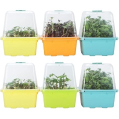 LUVCOSY 6 Pieces Microgreen Propagation and Sprout Tray, Reusable BPA Free Seed Sprout Kit with Plastic Humidity Dome for Healthy Radishes, Wheatgrass, Beans, Broccoli, Chinese Cabbage