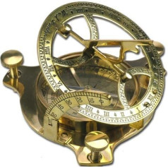 Elecsa Nautical Brass Compass Sundial 6.5 cm + Wooden Case Model 9060